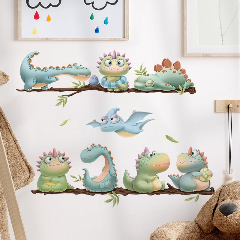 COVPAW Wall Stickers Cute Dinosaur Kids Nursery Baby Children's Room Bedroom Deco Boy Girl, Self Adhesive, Removable and Waterproof