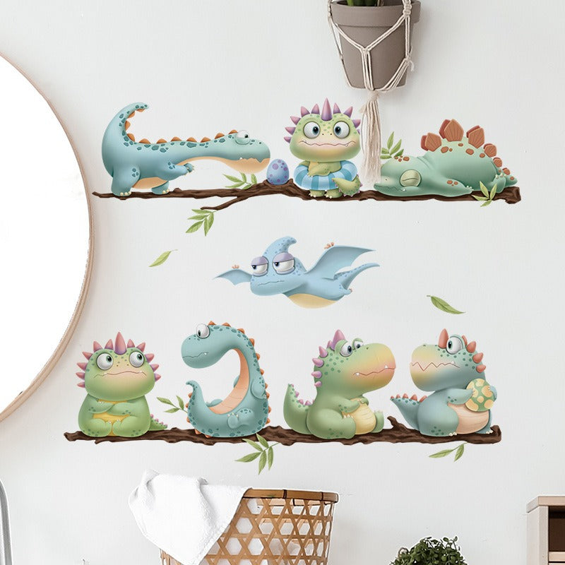 COVPAW Wall Stickers Cute Dinosaur Kids Nursery Baby Children's Room Bedroom Deco Boy Girl, Self Adhesive, Removable and Waterproof
