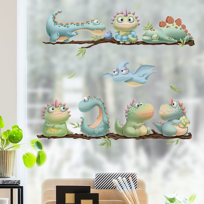 COVPAW Wall Stickers Cute Dinosaur Kids Nursery Baby Children's Room Bedroom Deco Boy Girl, Self Adhesive, Removable and Waterproof