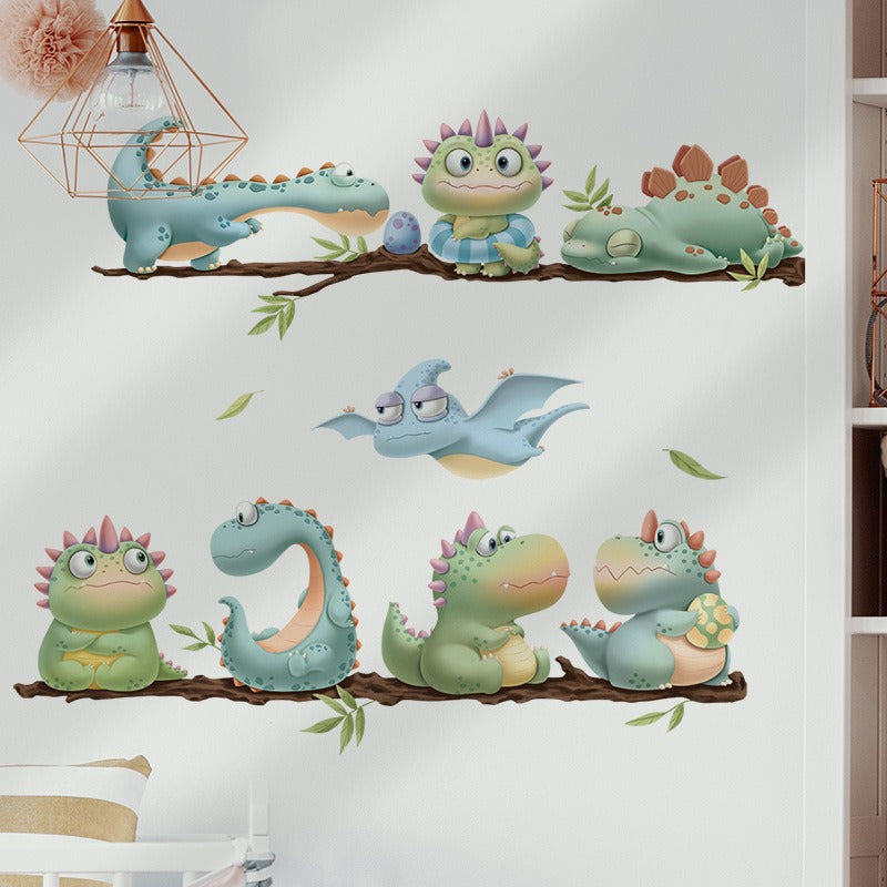 COVPAW Wall Stickers Cute Dinosaur Kids Nursery Baby Children's Room Bedroom Deco Boy Girl, Self Adhesive, Removable and Waterproof