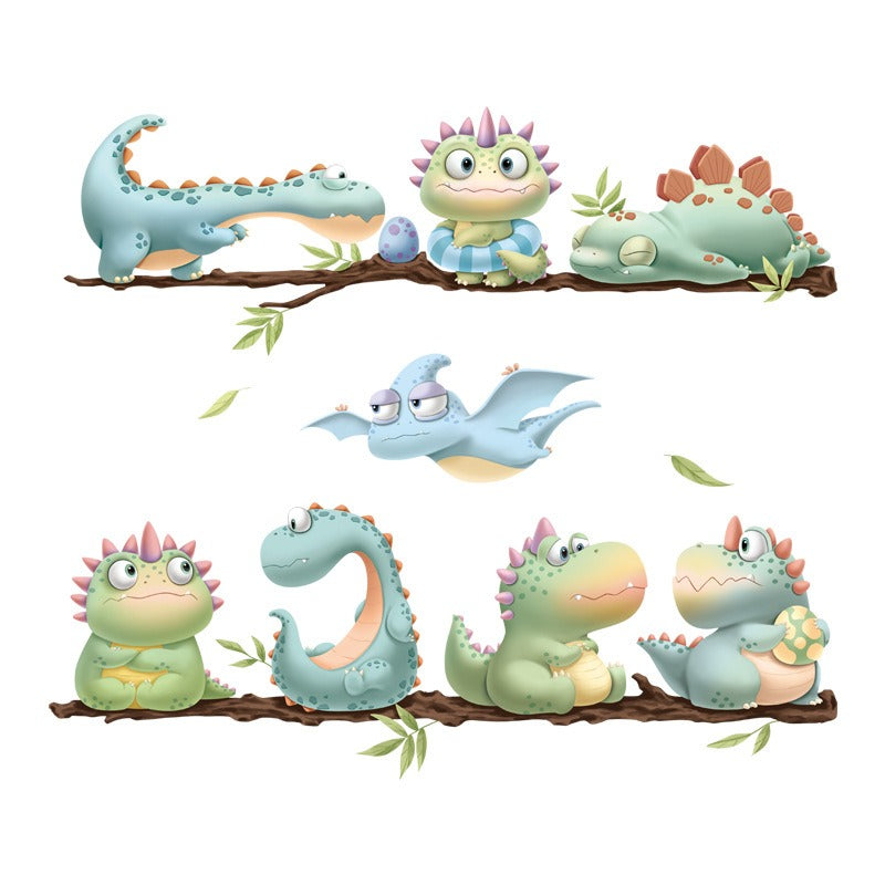 COVPAW Wall Stickers Cute Dinosaur Kids Nursery Baby Children's Room Bedroom Deco Boy Girl, Self Adhesive, Removable and Waterproof