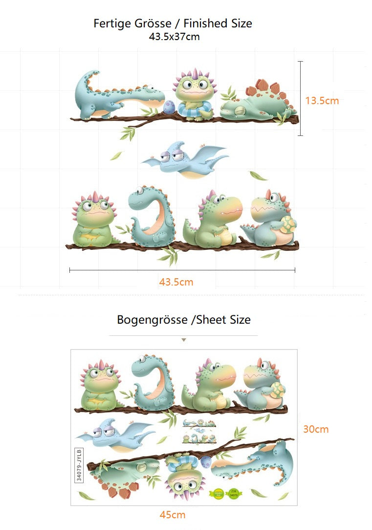 COVPAW Wall Stickers Cute Dinosaur Kids Nursery Baby Children's Room Bedroom Deco Boy Girl, Self Adhesive, Removable and Waterproof