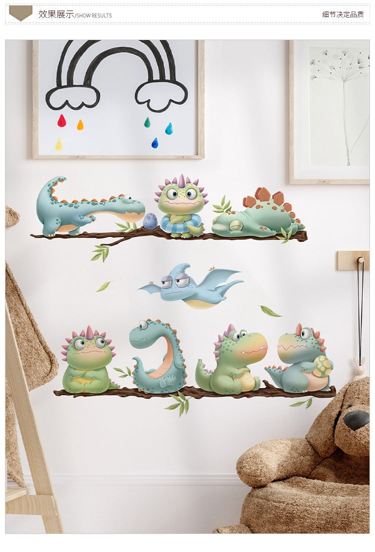 COVPAW Wall Stickers Cute Dinosaur Kids Nursery Baby Children's Room Bedroom Deco Boy Girl, Self Adhesive, Removable and Waterproof
