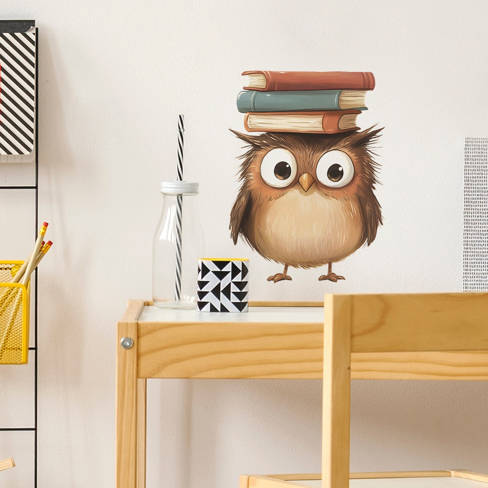 COVPAW Wall Stickers Owl Book Kids Nursery Baby Children's Room Bedroom Deco Boy Girl, Self Adhesive, Removable and Waterproof