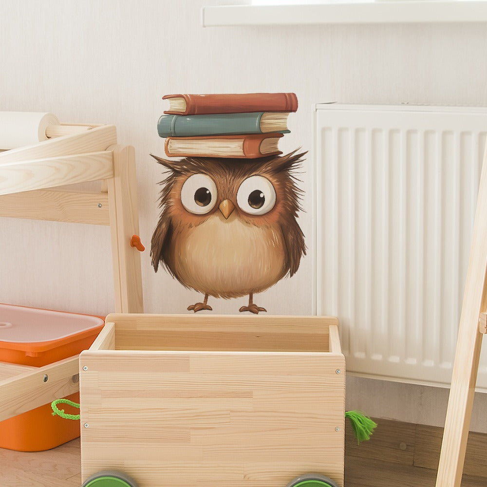 COVPAW Wall Stickers Owl Book Kids Nursery Baby Children's Room Bedroom Deco Boy Girl, Self Adhesive, Removable and Waterproof