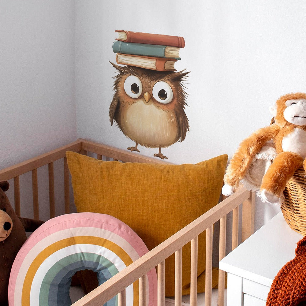 COVPAW Wall Stickers Owl Book Kids Nursery Baby Children's Room Bedroom Deco Boy Girl, Self Adhesive, Removable and Waterproof