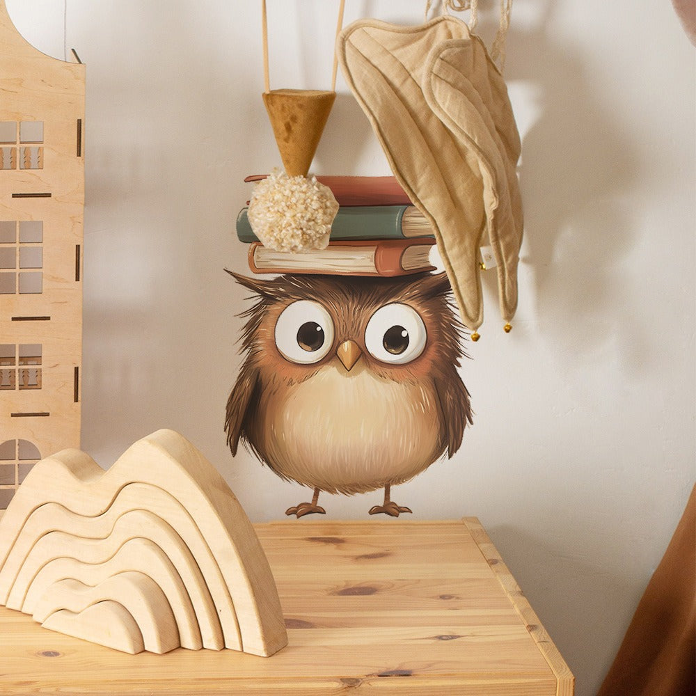 COVPAW Wall Stickers Owl Book Kids Nursery Baby Children's Room Bedroom Deco Boy Girl, Self Adhesive, Removable and Waterproof