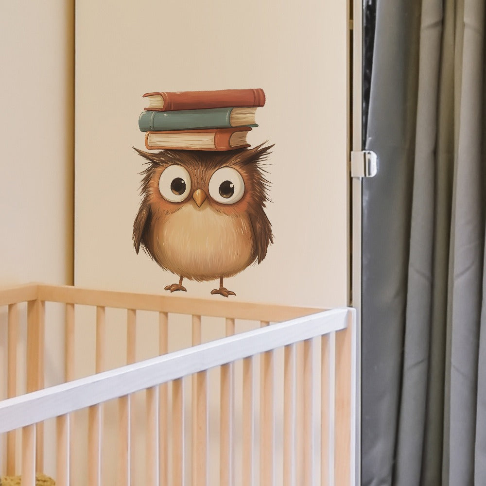 COVPAW Wall Stickers Owl Book Kids Nursery Baby Children's Room Bedroom Deco Boy Girl, Self Adhesive, Removable and Waterproof