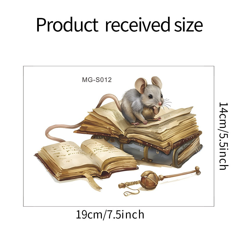 COVPAW Wall Stickers Little Mouse Books Home Office Decor Living Room Bedroom Children's Room Decoration Yoga, Self Adhesive, Removable and Waterproof