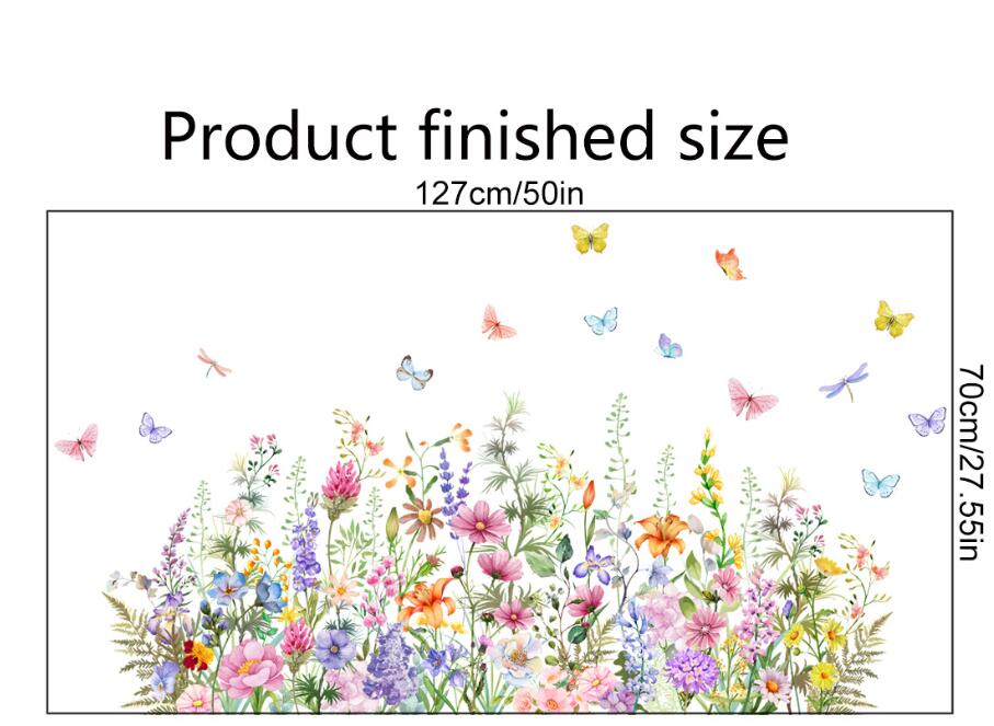 COVPAW Wall Stickers Flower Butterflies Nature Home Office Decor Living Room Bedroom Children's Room Decoration Yoga, Self Adhesive, Removable and Waterproof