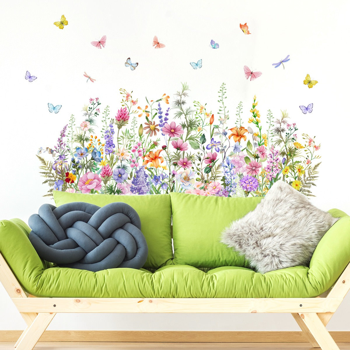 COVPAW Wall Stickers Flower Butterflies Nature Home Office Decor Living Room Bedroom Children's Room Decoration Yoga, Self Adhesive, Removable and Waterproof