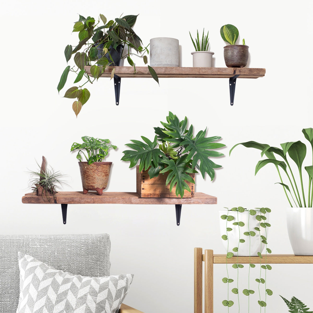 COVPAW Wall Stickers Potted Plant Green Leaves Flowers Butterflies Nature Home Office Decor Living Room Bedroom Children's Room Decoration Yoga, Self Adhesive, Removable and Waterproof