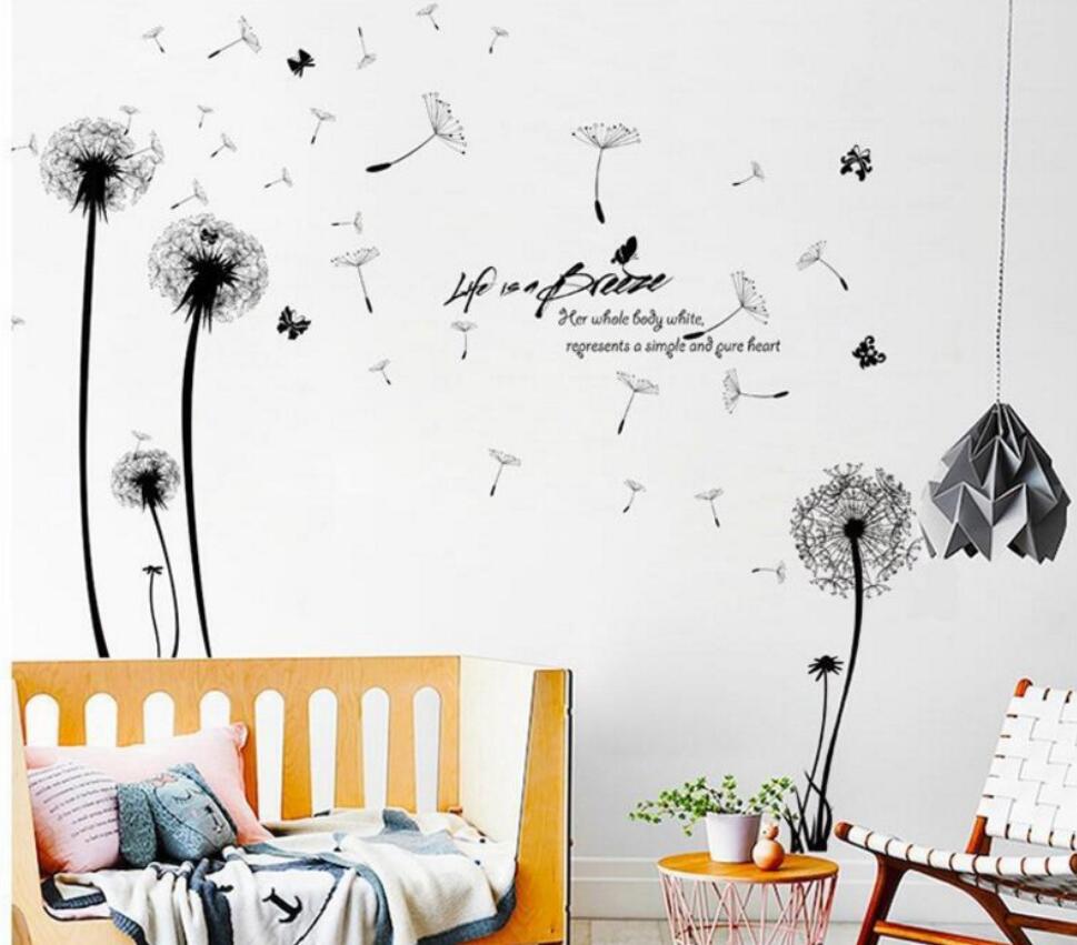 COVPAW Wall Sticker & Mural Dandelion Home Decor Accent Living Room Bedroom Flower Wall Decal Corridor Stair Removable