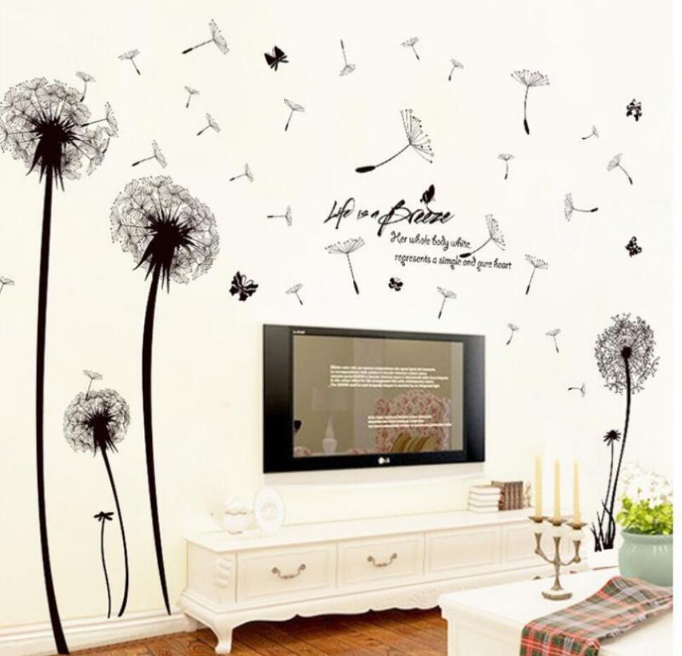 COVPAW Wall Sticker & Mural Dandelion Home Decor Accent Living Room Bedroom Flower Wall Decal Corridor Stair Removable