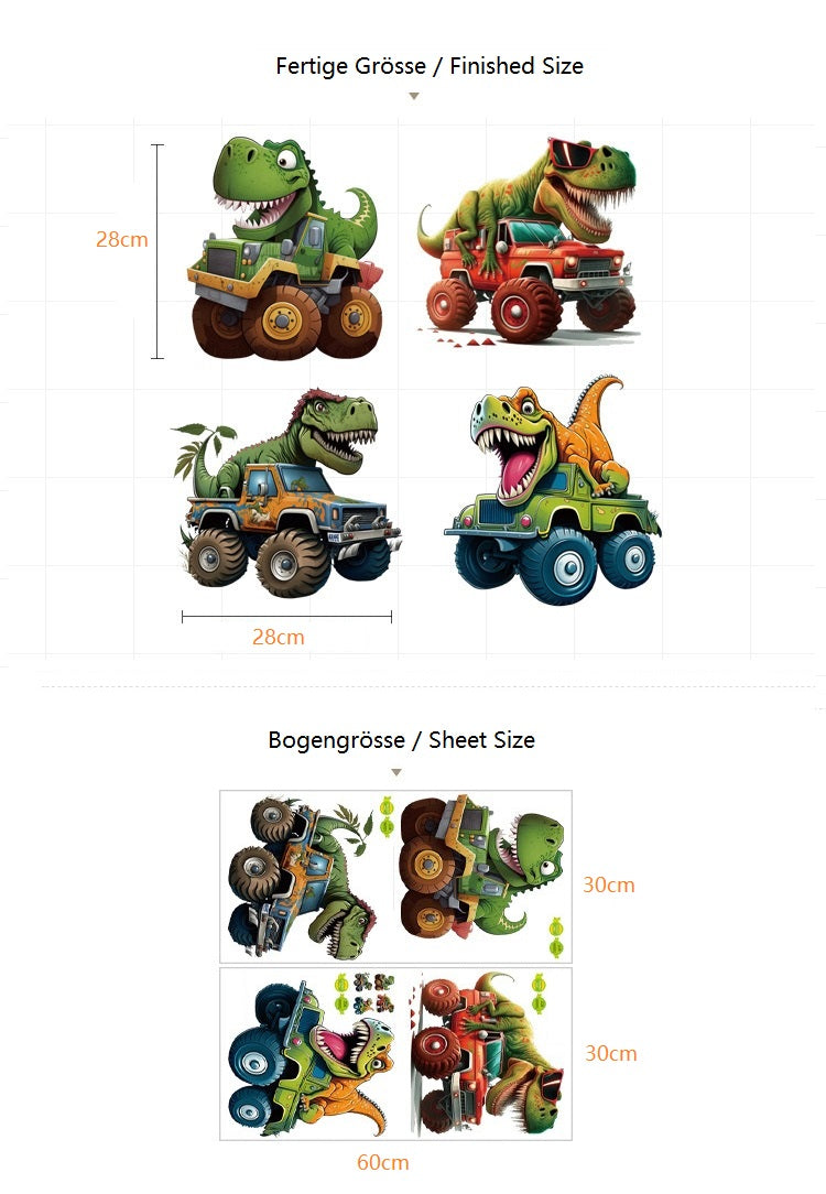 COVPAW Wall Stickers Dinosaur Wagen Kids Nursery Baby Children's Room Bedroom Deco Boy Girl, Self Adhesive, Removable and Waterproof
