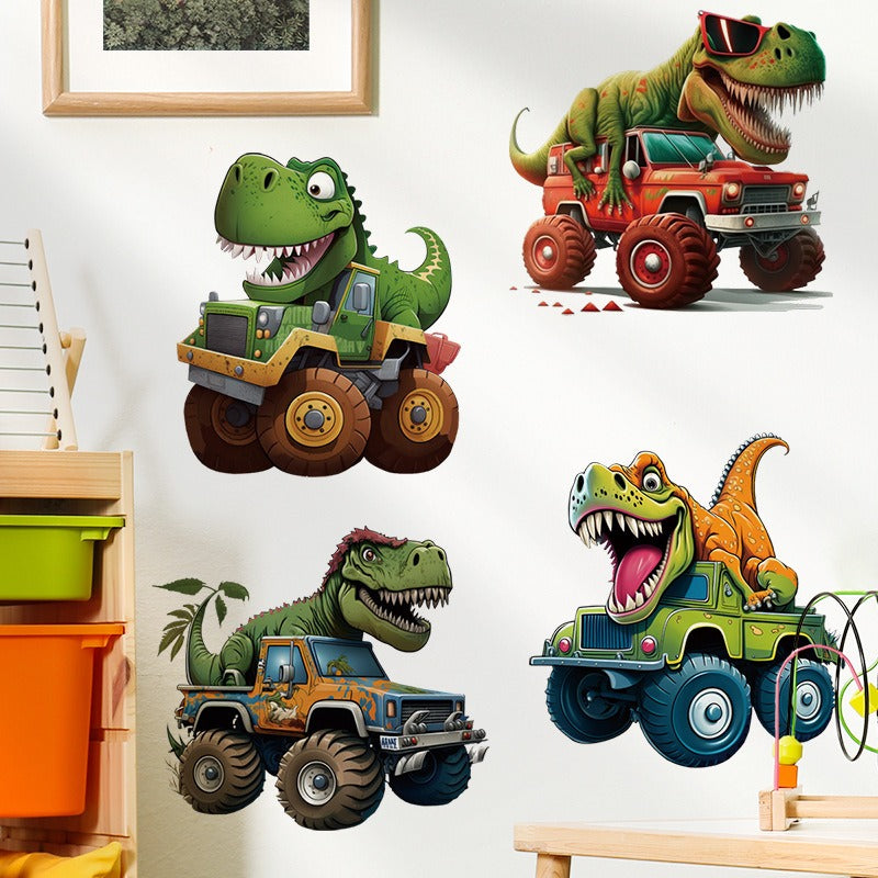 COVPAW Wall Stickers Dinosaur Wagen Kids Nursery Baby Children's Room Bedroom Deco Boy Girl, Self Adhesive, Removable and Waterproof