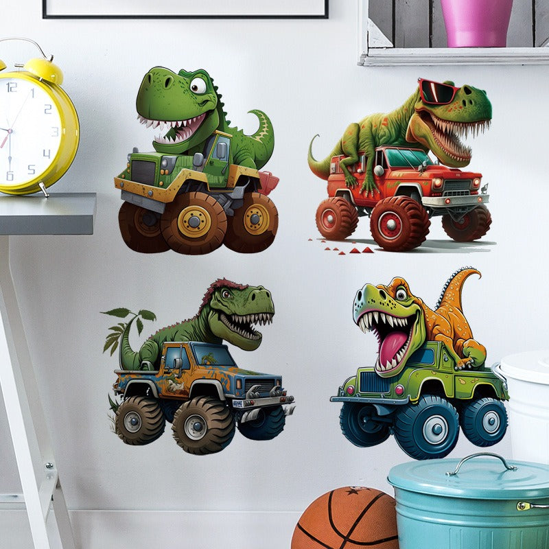 COVPAW Wall Stickers Dinosaur Wagen Kids Nursery Baby Children's Room Bedroom Deco Boy Girl, Self Adhesive, Removable and Waterproof