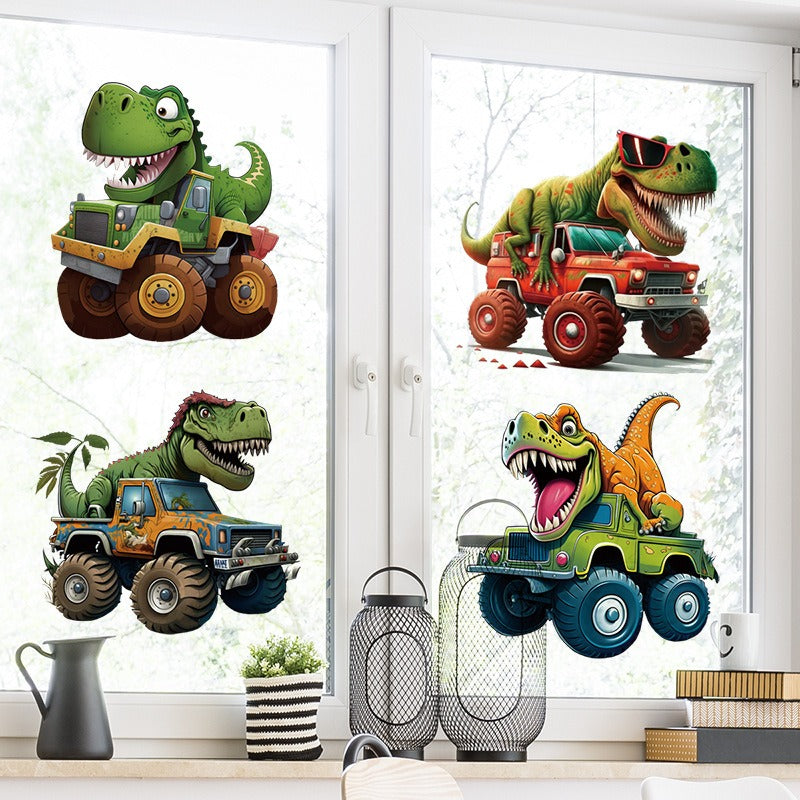 COVPAW Wall Stickers Dinosaur Wagen Kids Nursery Baby Children's Room Bedroom Deco Boy Girl, Self Adhesive, Removable and Waterproof