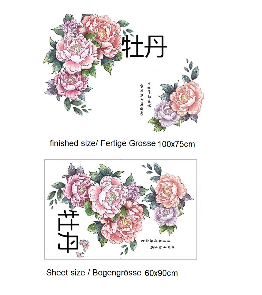 COVPAW Wall stikers Chinese style peony wall stickers living room bedroom decoration TV background wall paper self-adhesive waterproof removable