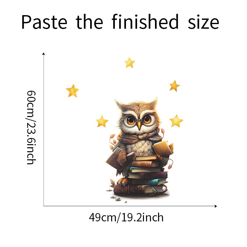 COVPAW Wall Stickers Owl Book Study Kids Nursery Baby Children's Room Bedroom Deco Boy Girl, Self Adhesive, Removable and Waterproof