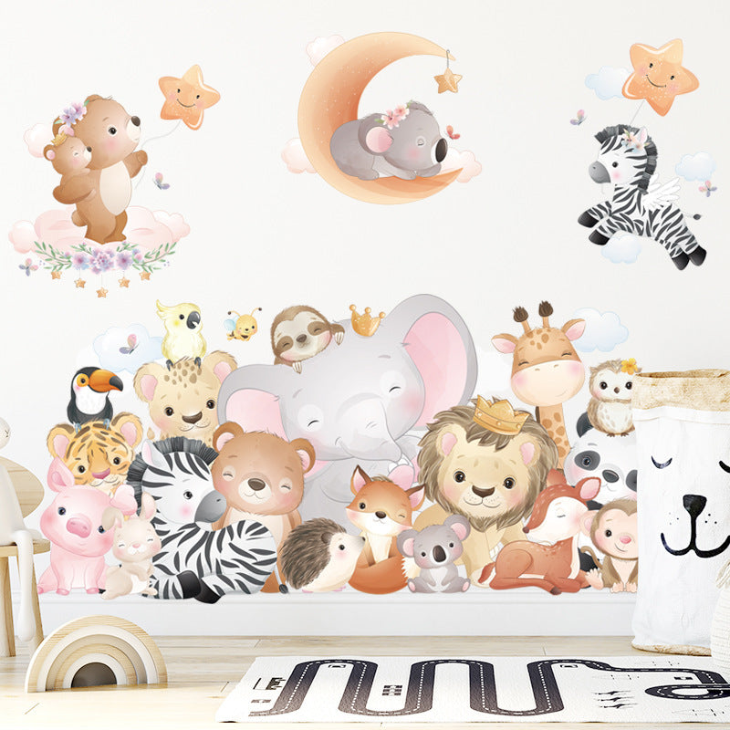 COVPAW Wall Stickers Animal Friends Zoo Kids Nursery Baby Children's Room Bedroom Deco Boy Girl, Self Adhesive, Removable and Waterproof