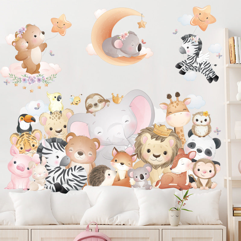 COVPAW Wall Stickers Animal Friends Zoo Kids Nursery Baby Children's Room Bedroom Deco Boy Girl, Self Adhesive, Removable and Waterproof