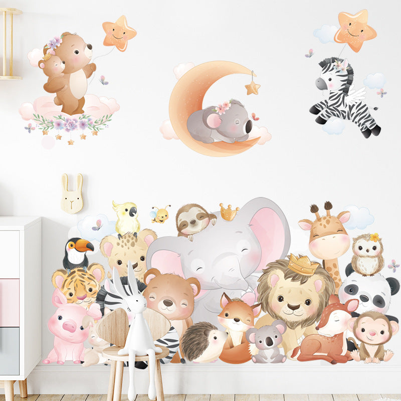 COVPAW Wall Stickers Animal Friends Zoo Kids Nursery Baby Children's Room Bedroom Deco Boy Girl, Self Adhesive, Removable and Waterproof