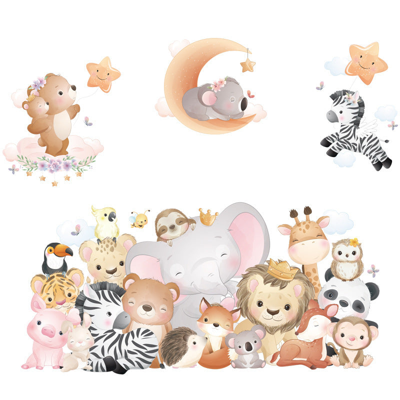 COVPAW Wall Stickers Animal Friends Zoo Kids Nursery Baby Children's Room Bedroom Deco Boy Girl, Self Adhesive, Removable and Waterproof