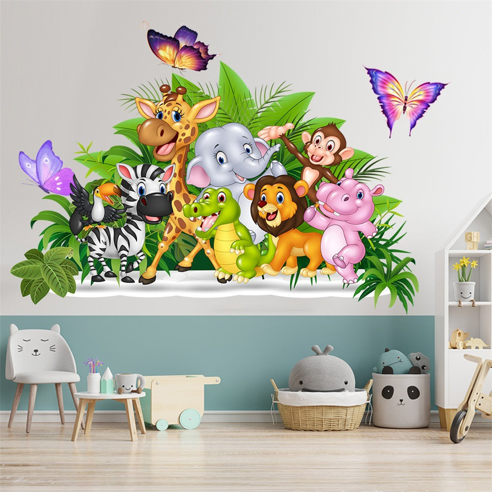 COVPAW Wall Stickers Animal Friends Zoo Butterfly Kids Nursery Baby Children's Room Bedroom Deco Boy Girl, Self Adhesive, Removable and Waterproof