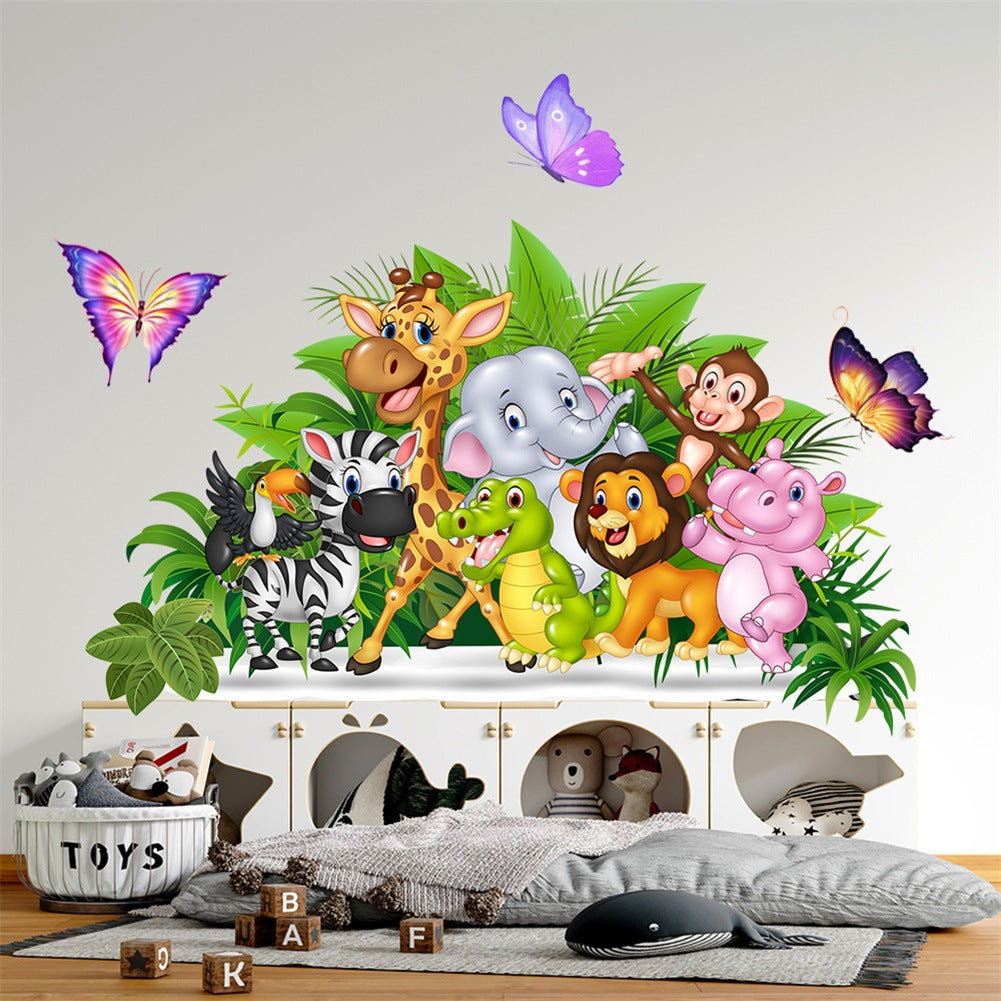 COVPAW Wall Stickers Animal Friends Zoo Butterfly Kids Nursery Baby Children's Room Bedroom Deco Boy Girl, Self Adhesive, Removable and Waterproof