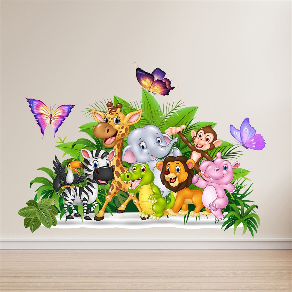 COVPAW Wall Stickers Animal Friends Zoo Butterfly Kids Nursery Baby Children's Room Bedroom Deco Boy Girl, Self Adhesive, Removable and Waterproof
