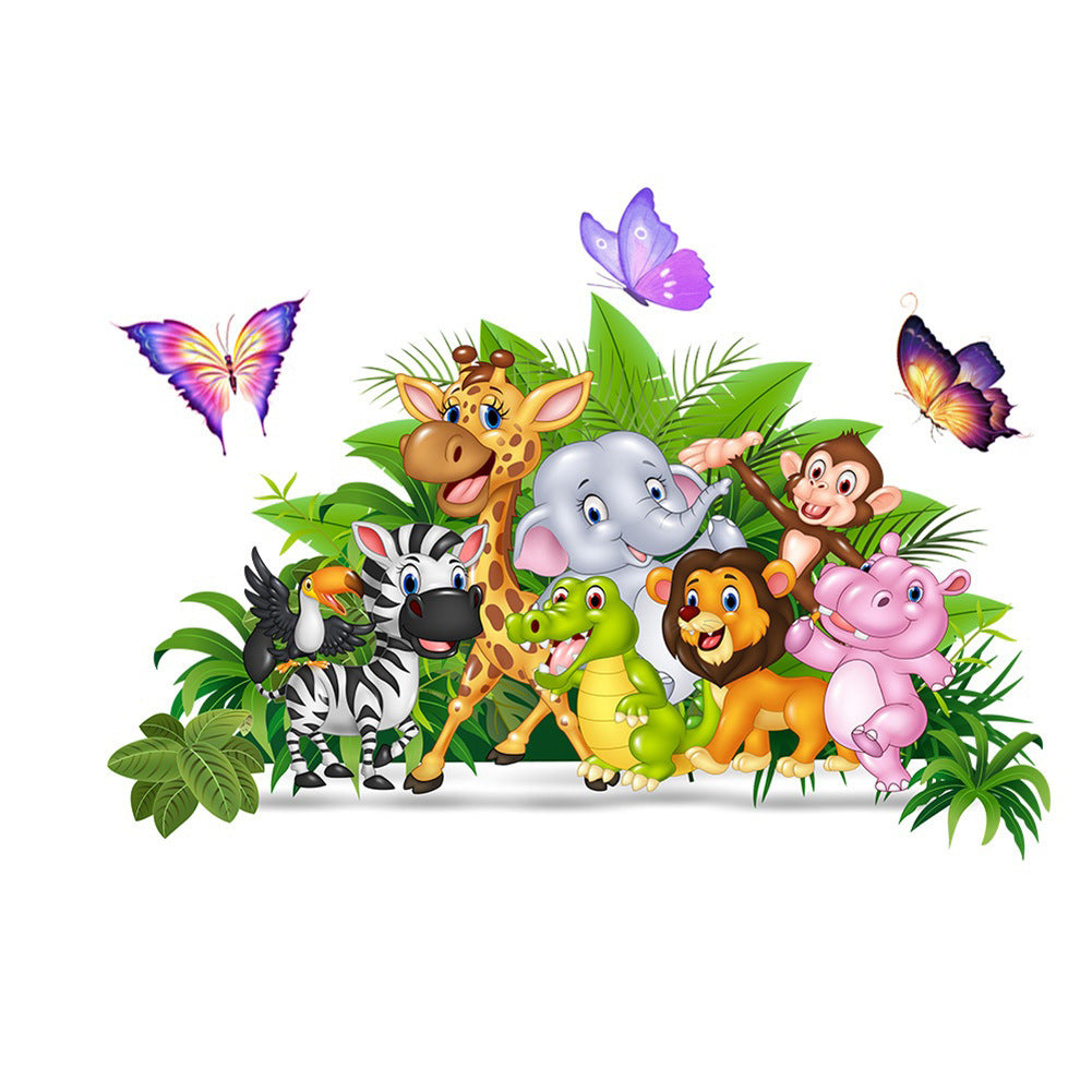 COVPAW Wall Stickers Animal Friends Zoo Butterfly Kids Nursery Baby Children's Room Bedroom Deco Boy Girl, Self Adhesive, Removable and Waterproof