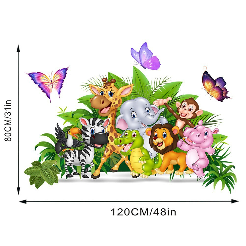 COVPAW Wall Stickers Animal Friends Zoo Butterfly Kids Nursery Baby Children's Room Bedroom Deco Boy Girl, Self Adhesive, Removable and Waterproof