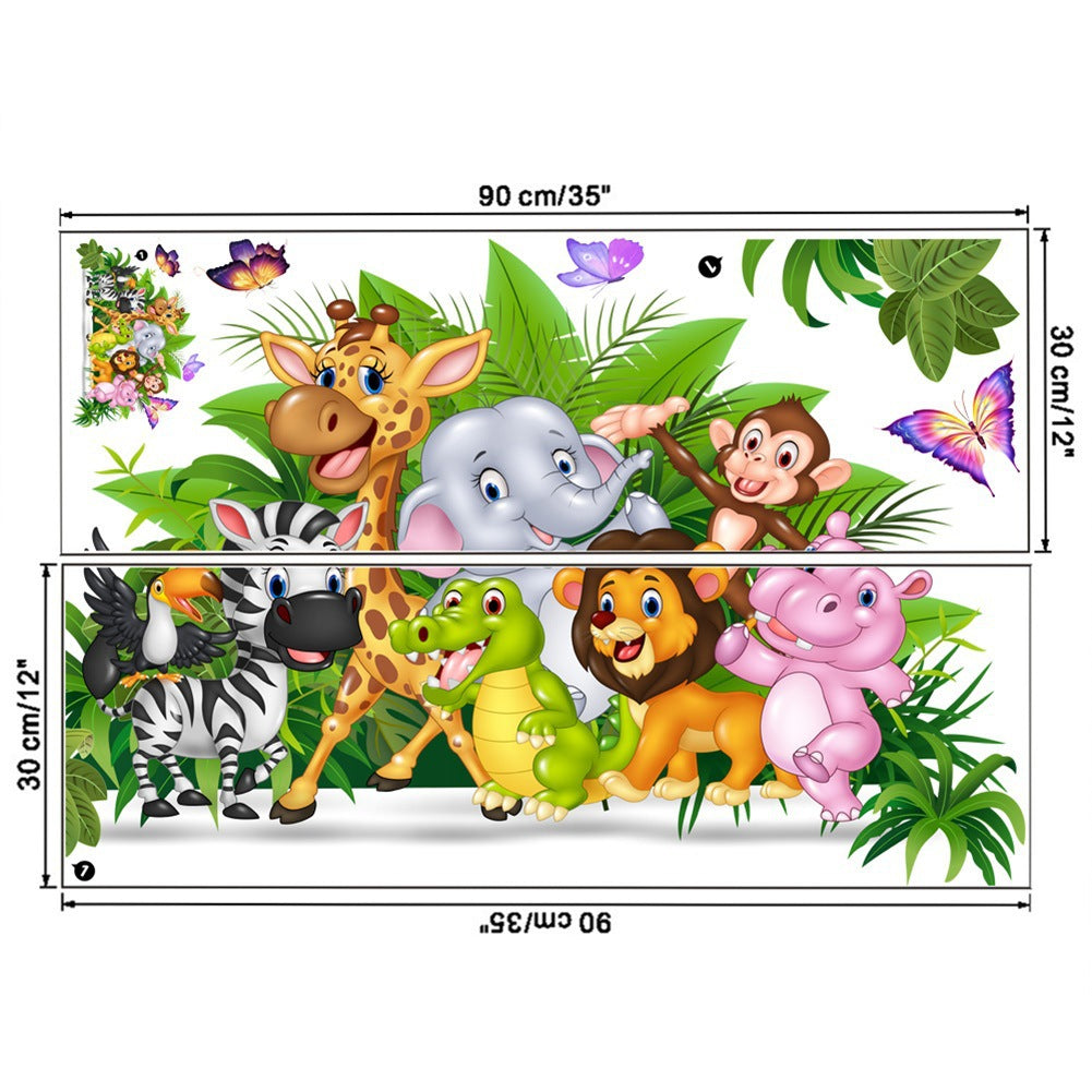 COVPAW Wall Stickers Animal Friends Zoo Butterfly Kids Nursery Baby Children's Room Bedroom Deco Boy Girl, Self Adhesive, Removable and Waterproof