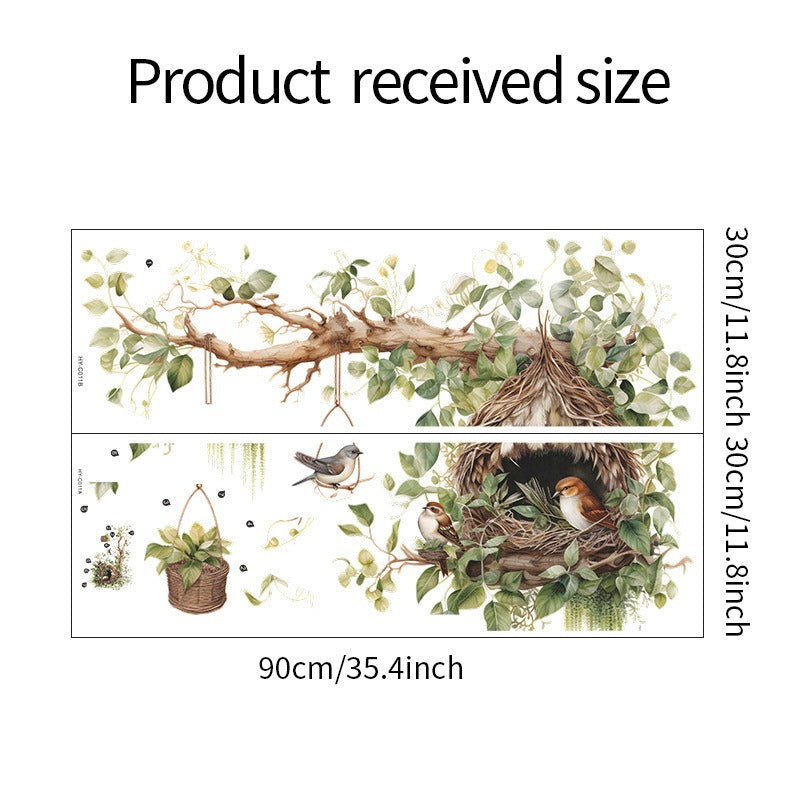 COVPAW Wall Stickers Birds Nest Tree Brauch Nature Living Room Children's Room Bedroom Deco Boy Girl, Self Adhesive, Removable and Waterproof