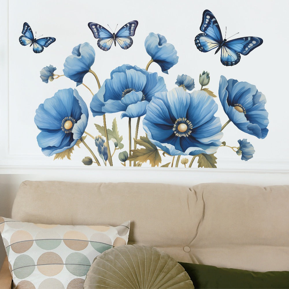 COVPAW Wall stickers Flower Butterfly Nature Living Room Children's Room Bedroom Deco, Self Adhesive, Removable and Waterproof