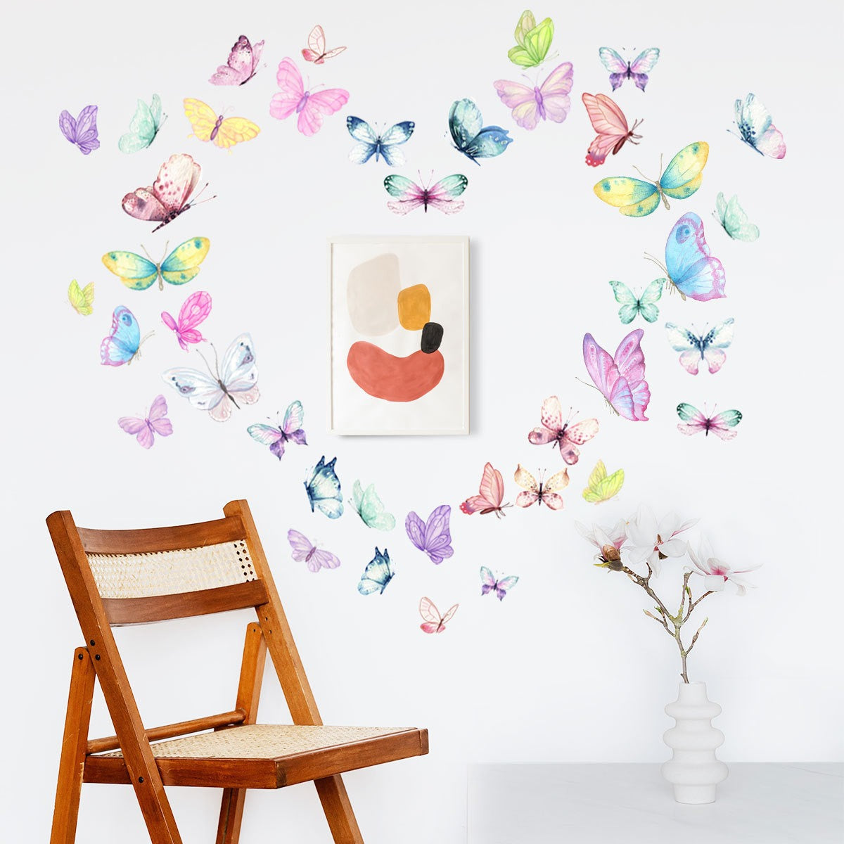 COVPAW Wall Sticker & Mural 40 Butterflies Home Decor Accent Living Room Bedroom Flower Wall Decal Corridor Stair Removable and Waterproof