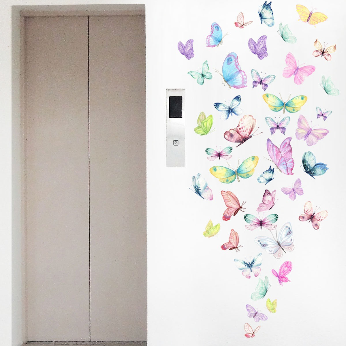 COVPAW Wall Sticker & Mural 40 Butterflies Home Decor Accent Living Room Bedroom Flower Wall Decal Corridor Stair Removable and Waterproof