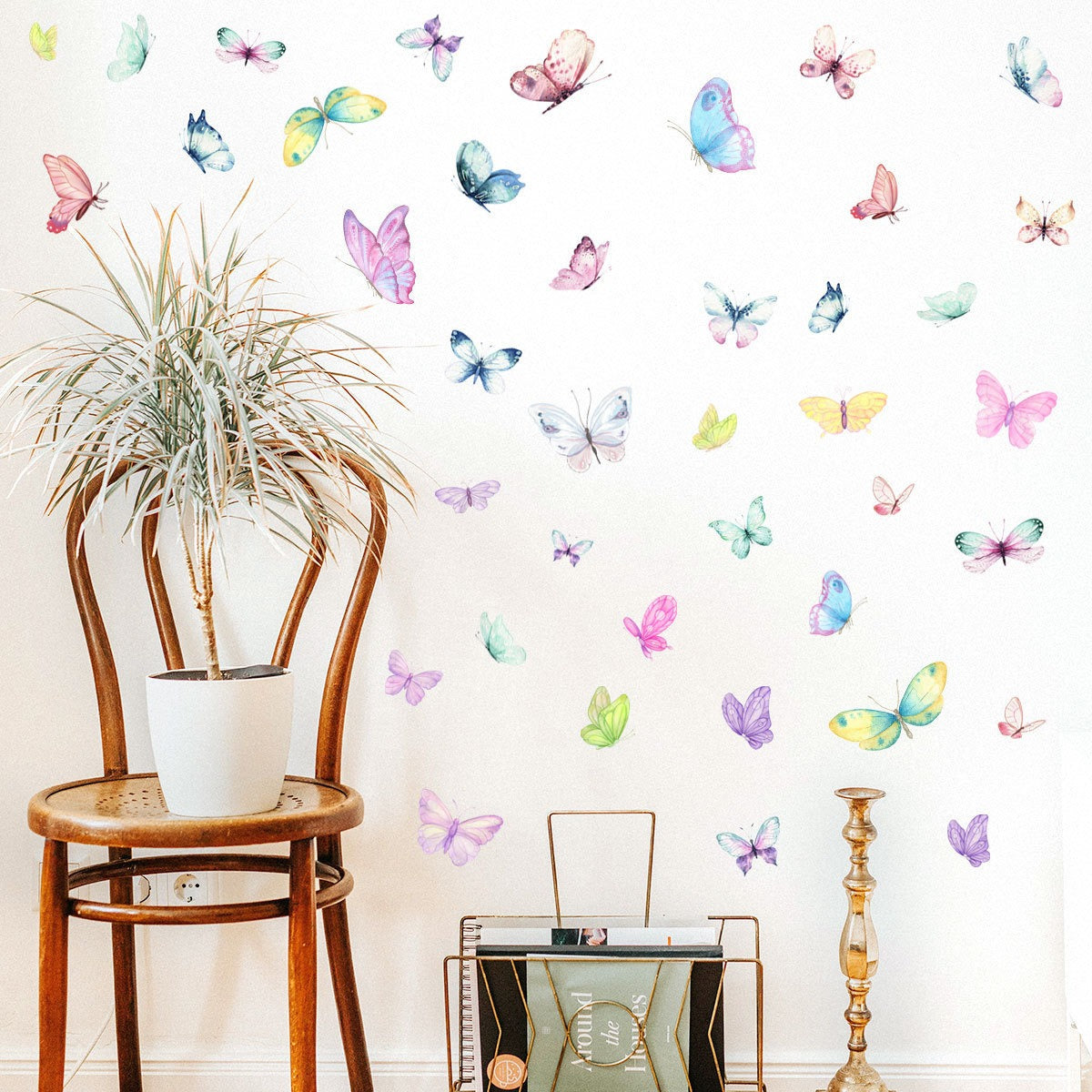 COVPAW Wall Sticker & Mural 40 Butterflies Home Decor Accent Living Room Bedroom Flower Wall Decal Corridor Stair Removable and Waterproof