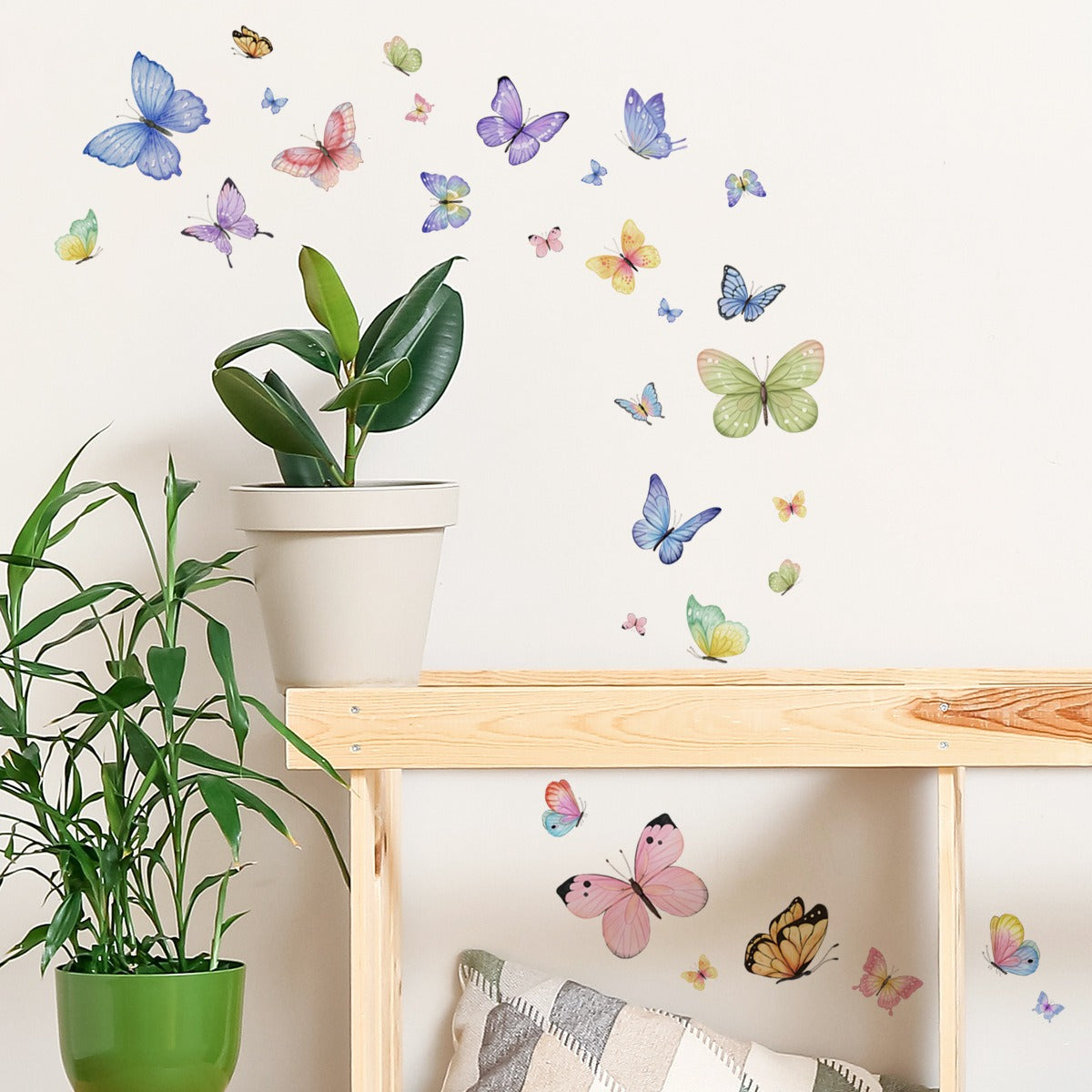 COVPAW Wall Sticker & Mural Butterflies Home Decor Accent Living Room Bedroom Flower Wall Decal Corridor Stair Removable and Waterproof