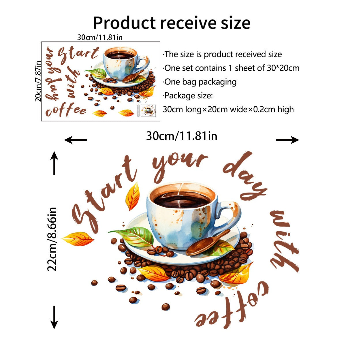 COVPAW Wall Sticker Coffee Cafe Coffee Time Cappuccino Latte macchiato Espresso Home Decor Accent Living Room Kitchen Bedroom Flower Wall Decal Removable and Waterproof