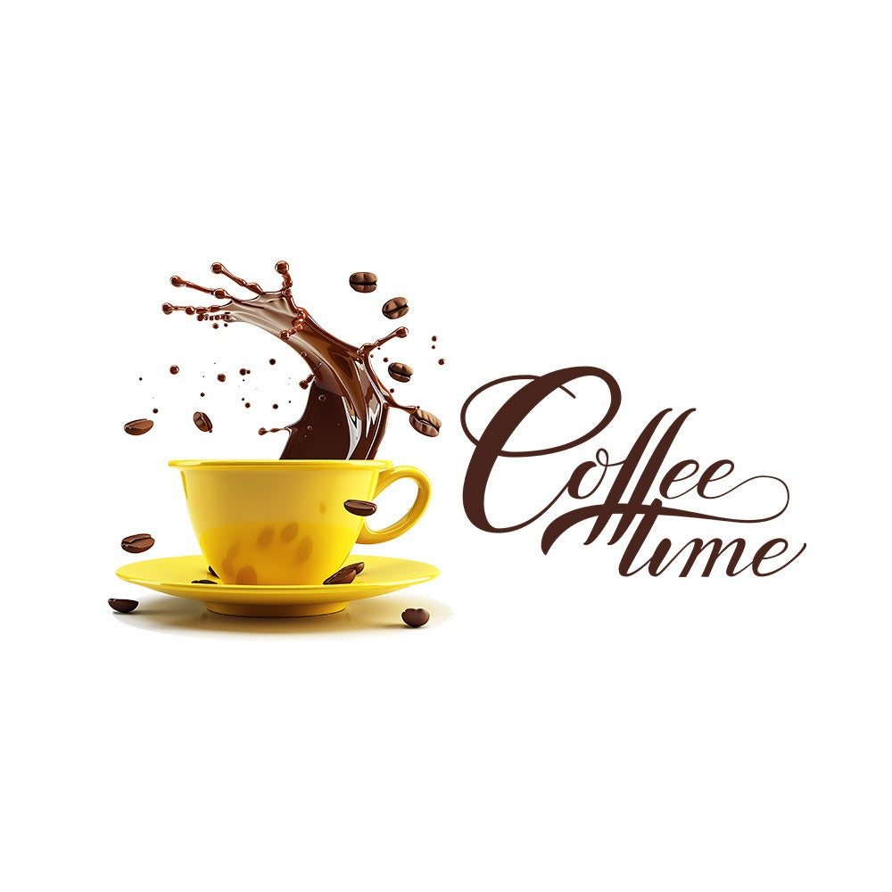 COVPAW Wall Sticker & Mural Coffee Cafe Coffee Time Home Decor Accent Living Room Kitchen Bedroom Flower Wall Decal Removable and Waterproof