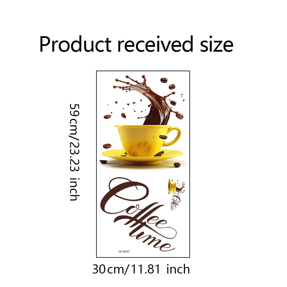 COVPAW Wall Sticker & Mural Coffee Cafe Coffee Time Home Decor Accent Living Room Kitchen Bedroom Flower Wall Decal Removable and Waterproof