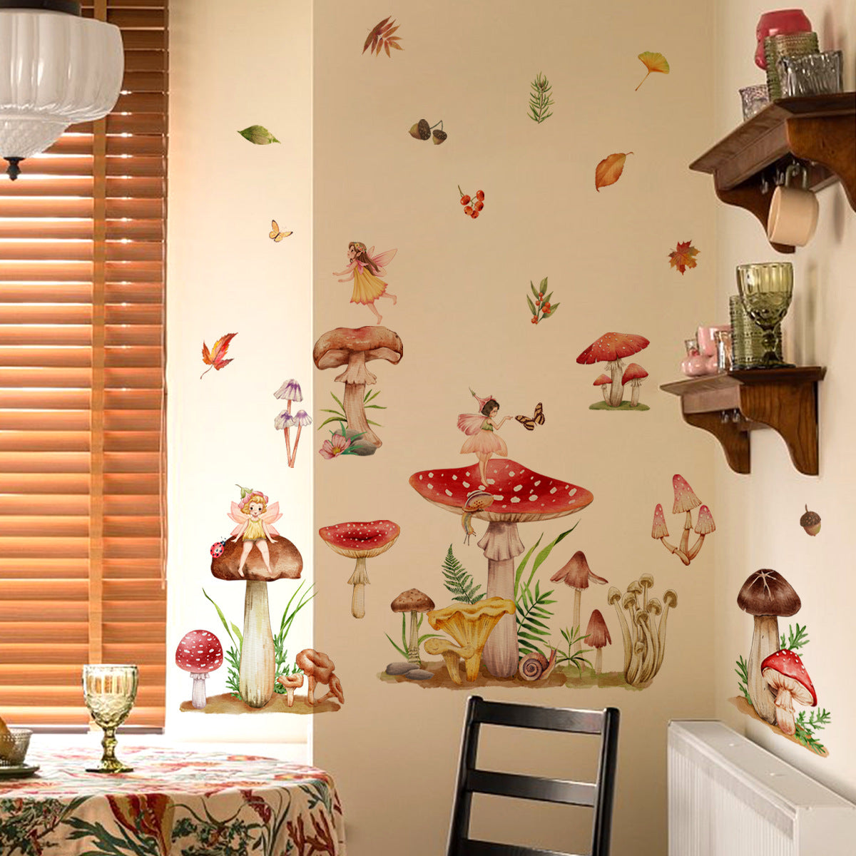 COVPAW Wall Stickers Mushroom Elf Angel Butterfly Kids Nursery Baby Children's Room Bedroom Deco Boy Girl, Self Adhesive, Removable and Waterproof