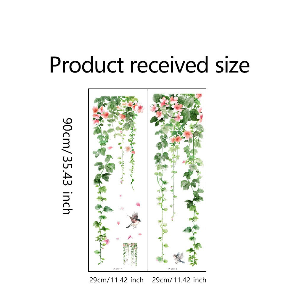COVPAW Wall Stickers Tropical Plants Flower Vine Butterfly Parrot Bird Home Decor Nature Living Room Children's Room Bedroom Deco, Self Adhesive, Removable and Waterproof