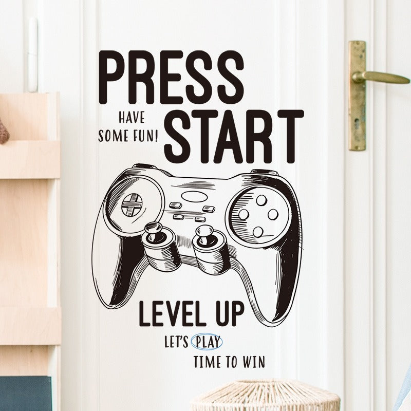 COVPAW Wall Stickers Gamepad Games Game Start Kids Nursery Baby Children's Room Bedroom Deco Boy Girl, Self Adhesive, Removable and Waterproof