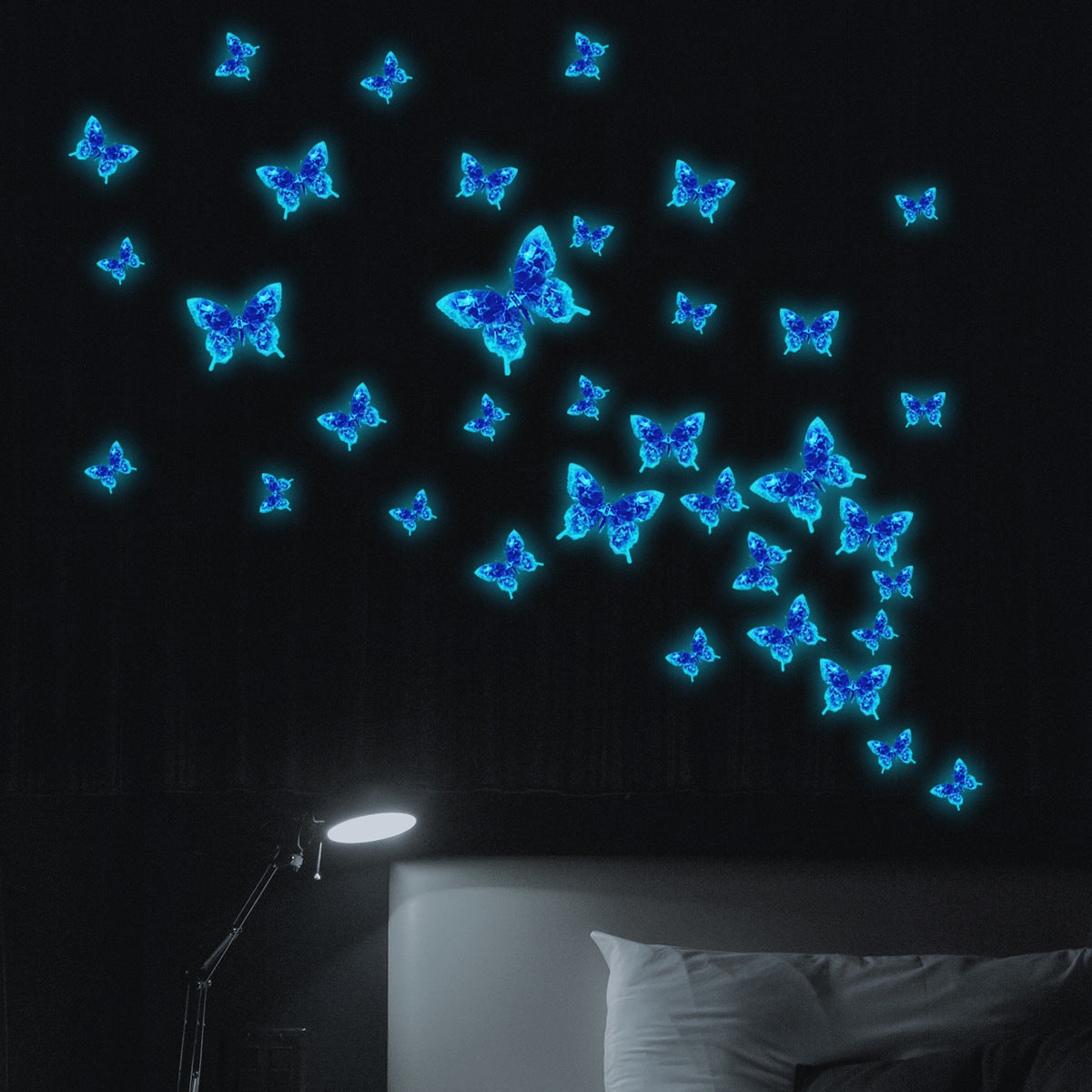 COVPAW Self-illuminating Wall Stickers Butterflies Home Decor Accent Living Room Bedroom Flower Wall Decal Corridor Stair Removable and Waterproof