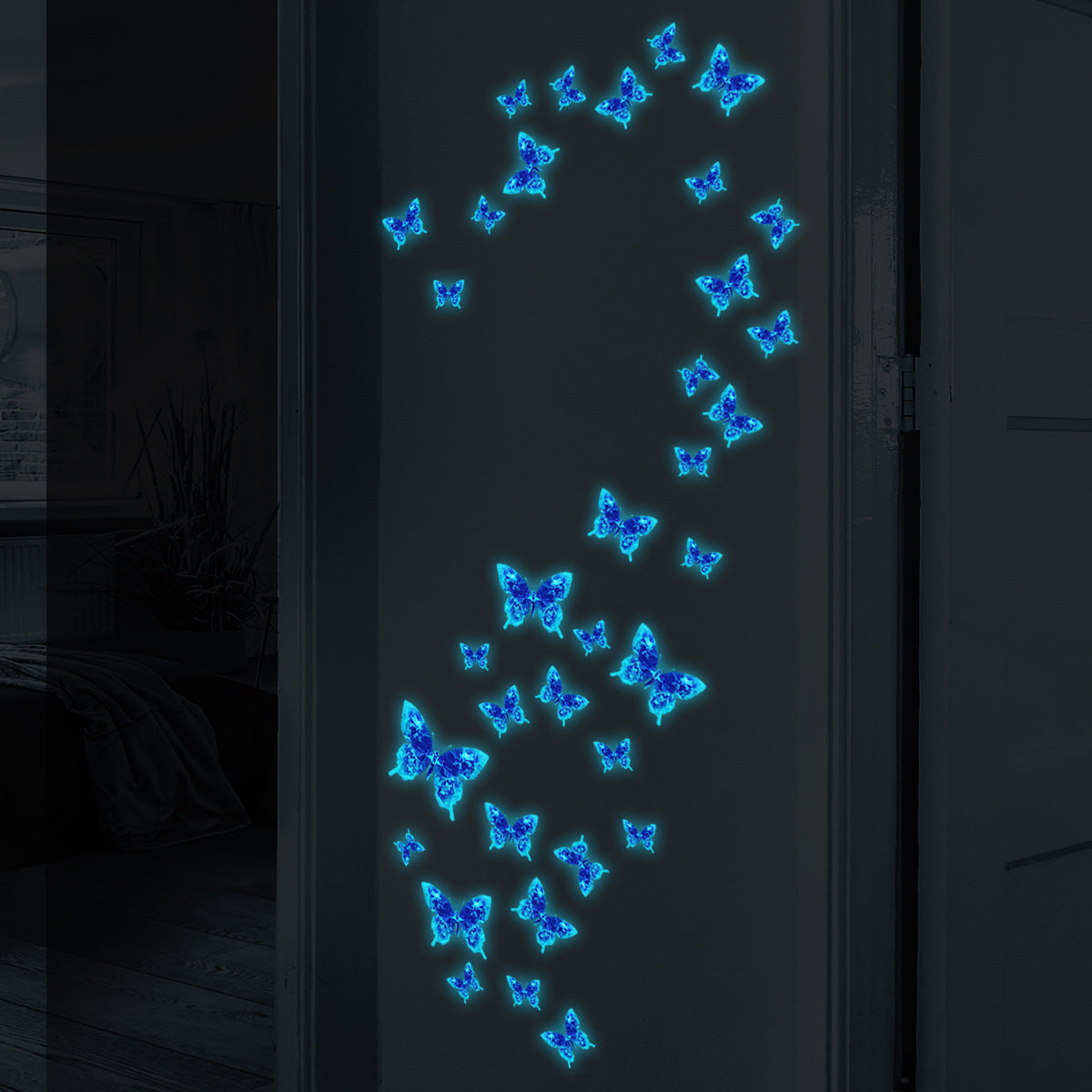 COVPAW Self-illuminating Wall Stickers Butterflies Home Decor Accent Living Room Bedroom Flower Wall Decal Corridor Stair Removable and Waterproof