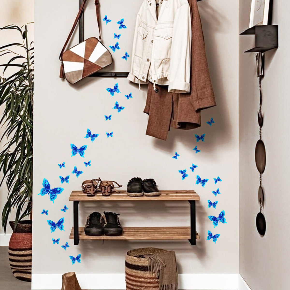 COVPAW Self-illuminating Wall Stickers Butterflies Home Decor Accent Living Room Bedroom Flower Wall Decal Corridor Stair Removable and Waterproof