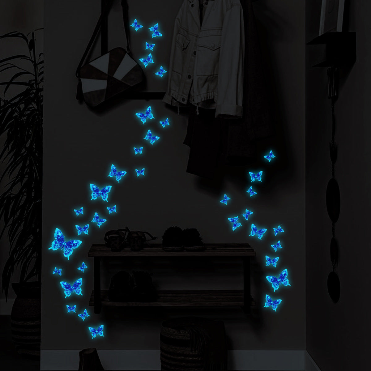 COVPAW Self-illuminating Wall Stickers Butterflies Home Decor Accent Living Room Bedroom Flower Wall Decal Corridor Stair Removable and Waterproof